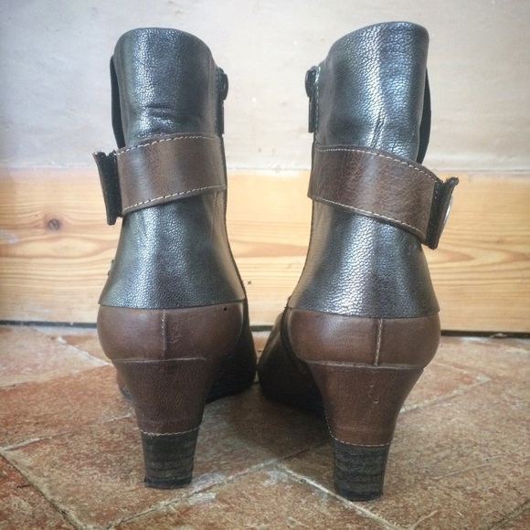 Un tour en ville brown leather  wedge booties 7 - Picture 5 of 8